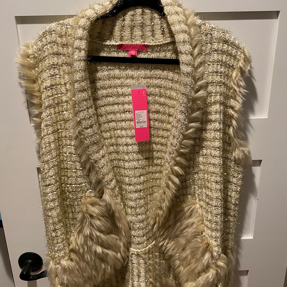 Lilly Pulitzer Torini Vest - Gold Sparkle | Size XL NWT